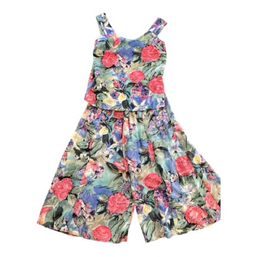 Vintage Carole Little Petites Rayon Culotte Skirt And Sleeveless Top Size 4